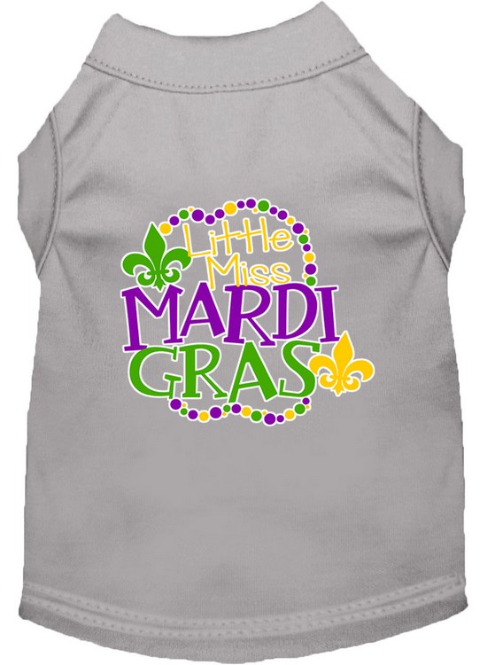 Miss Mardi Gras Screen Print Mardi Gras Dog Shirt Grey XXL